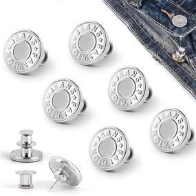 img 4 attached to 👖 [Upgrade] 6 Pcs Button Pins for Jeans | Replacement Jean Button Pins | Removable | Adjustable Instant Pant Button | Extend & Reduce Pant Waist | Tightener Metal Clips Snap Tack | No Sew No Tool | Plastic Storage Box