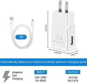 img 1 attached to 🔌 Адаптивное быстрое зарядное устройство для Android и 5-футовый кабель Micro USB: совместимо с Samsung Galaxy, LG, Moto, планшеты - 2 штуки, белое