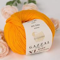 🧶 3 pack gazzal baby cotton xl yarn - 5.28 oz / 344 yrds - super soft dk-worsted - turkish cotton - orange - 3416 logo