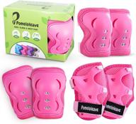 6 in 1 set of knee and elbow pads for kids and teens - ideal protective gear for inline skating, rollerblading, skateboarding, dirt biking, longboarding - pomeloleave logo