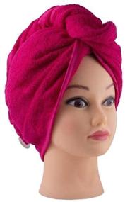 img 1 attached to 🛀 Soft & Quick Drying Pink Terry Hair Bath Towel - 100% Cotton Wrap for Long Hair - Not Microfiber