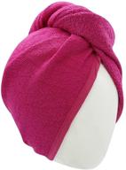 🛀 soft & quick drying pink terry hair bath towel - 100% cotton wrap for long hair - not microfiber logo