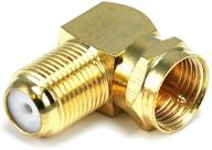 gold plated f type right angle female to male adapter by monoprice 106775 logo