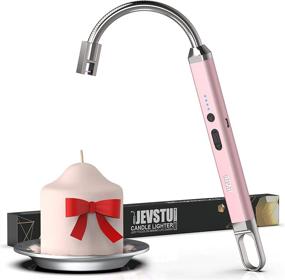 img 4 attached to 🕯️ JEVSTU Pink Candle Lighter - USB Rechargeable, 360° Flexible Neck, Arc Plasma Electronic Windproof Flameless Long Lighter with Safety Switch Hook for Kitchen Grill - LED Display Included