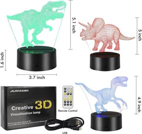 img 3 attached to 🦖 3-Pack 3D Dinosaur Night Light, Remote Control Decor Lamp with 16 Color Changes - Best Dinosaur Toys Gifts for Boys Girls, Ideal for Living Bed Room Bar