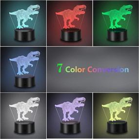 img 2 attached to 🦖 3-Pack 3D Dinosaur Night Light, Remote Control Decor Lamp with 16 Color Changes - Best Dinosaur Toys Gifts for Boys Girls, Ideal for Living Bed Room Bar