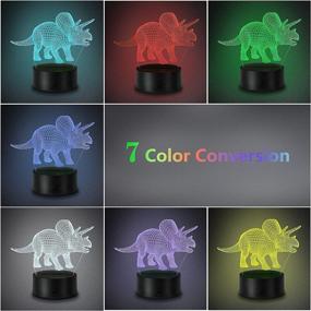 img 1 attached to 🦖 3-Pack 3D Dinosaur Night Light, Remote Control Decor Lamp with 16 Color Changes - Best Dinosaur Toys Gifts for Boys Girls, Ideal for Living Bed Room Bar