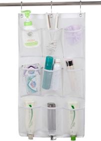 img 4 attached to 🛁 ALYER 9-Pocket Mesh Shower Caddy: Efficient Hanging Bathroom Storage Organizer with 3 Rings (White)