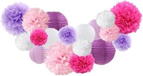 img 1 attached to 🎉 Vibrant Purple Pink Tissue Paper Flowers Lanterns: 18 pcs Party Decorations