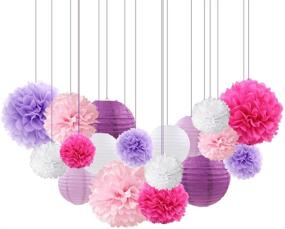 img 3 attached to 🎉 Vibrant Purple Pink Tissue Paper Flowers Lanterns: 18 pcs Party Decorations
