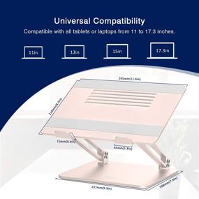 img 2 attached to 📱 Эргономичный портативный подставка для ноутбука EPN - Регулируемая высота держателя для ноутбука с антискользящим силиконом, алюминиевый сплав - Совместим с MacBook, Lenovo и ноутбуками до 17 дюймов - Шампанское золото