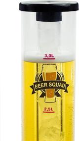 img 1 attached to 🍺 BeerSquad 3L Clear Beverage Tower Dispenser with Integrated Tap, Ice Tube, and Easy Clean - 100 oz.