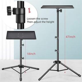 img 3 attached to 🖥️ Yonader Laptop Projector Tripod Stand: Adjustable 17-48" Height | Flexible Phone Stand | Universal Floor Stand & Tray for Laptop, Projector, DJ Mixer & Controllers