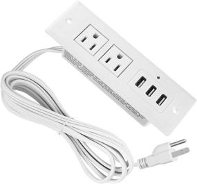 img 4 attached to Office and Kitchen Desktop Power Outlet Plug with Max 3 Amp USB, Conference Table Power Outlet Offering 2 Plugs, 3 USB Ports, and 6.5 ft Long Power Cord for Hotel Use