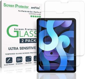 img 4 attached to 📱 amFilm (2 Pack) Glass Screen Protector for iPad Air 4 (10.9") & iPad Pro 11 (11"), Ultra Sensitive, Face ID & Apple Pencil Compatible