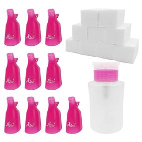 img 4 attached to 💅 Tiction Professional Nail Polish Remover Kit: Gel Nail Polish Remover Clips, Cotton Pads & Pump Bottle