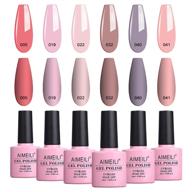 aimeili soak off gel nail polish set for mother's day - 6pcs x 10ml pastel pink nude gel colors - natural skin tone nail gel kit logo