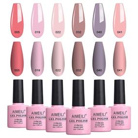 img 4 attached to AIMEILI Soak Off Gel Nail Polish Set for Mother's Day - 6pcs X 10ml Pastel Pink Nude Gel Colors - Natural Skin Tone Nail Gel Kit