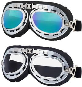 img 4 attached to 🏍️ LJDJ Motorcycle Goggles for Vintage Pilot Style Dirt Bike Motocross Riding - Pack of 2