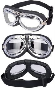 img 2 attached to 🏍️ LJDJ Motorcycle Goggles for Vintage Pilot Style Dirt Bike Motocross Riding - Pack of 2