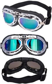 img 3 attached to 🏍️ LJDJ Motorcycle Goggles for Vintage Pilot Style Dirt Bike Motocross Riding - Pack of 2