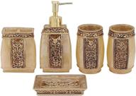 luant 5 piece bathroom accessories set, golden collection bath set with soap dispenser, toothbrush holder, tumbler, and soap logo
