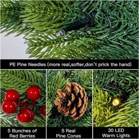img 1 attached to 🎄 Enhance Your Holiday Décor with our 2 FT Pre-Lit Christmas Wreath - Stunning Front Door Xmas Decorations with Timer, LED Lights, Red Berries, and Pine Cones!