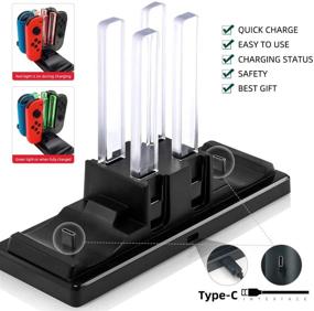 img 1 attached to 🔌 Premium 6-in-1 Charging Dock Stand for Nintendo Switch Joy-Con and Pro Controller – Controller Charger with Charging Indicator & Type C Charging Cable