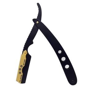 img 1 attached to 🔥 Flame Star's Black and Gold Barber Straight Edge Razor - Adjustable Blade for Professional Salon Haircuts