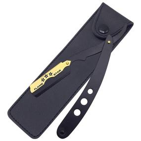 img 3 attached to 🔥 Flame Star's Black and Gold Barber Straight Edge Razor - Adjustable Blade for Professional Salon Haircuts