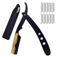 🔥 flame star's black and gold barber straight edge razor - adjustable blade for professional salon haircuts logo