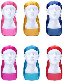 img 2 attached to 🧣 12 Pieces Silky Durag Caps Soft Long Tail Headscarf with Elastic Wide Straps Headwraps for Women Men – Assorted Colors