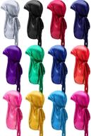 🧣 12 pieces silky durag caps soft long tail headscarf with elastic wide straps headwraps for women men – assorted colors logo