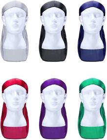 img 3 attached to 🧣 12 Pieces Silky Durag Caps Soft Long Tail Headscarf with Elastic Wide Straps Headwraps for Women Men – Assorted Colors