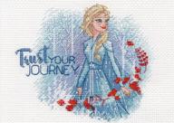 🧊 experience the magic with dimensions 70-65198 disney's frozen ii trust your journey counted cross stitch kit - 14 white aida, 7'' x 5'' logo