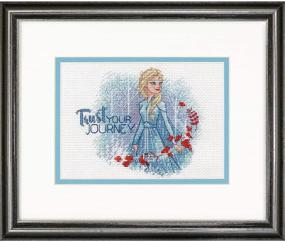 img 1 attached to 🧊 Experience the Magic with Dimensions 70-65198 Disney's Frozen II Trust Your Journey Counted Cross Stitch Kit - 14 White Aida, 7'' x 5''