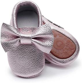 img 1 attached to 👶 Hongteya Genuine Leather Infant Moccasins with Durable Soles and Tassels | Ideal Crib Shoes for Baby Boys and Girls