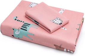 img 1 attached to Sivio Kids Duvet Cover Set: Premium 100% Cotton, Perfect Gift for Boys and Girls - Pink Cat Design, 36 x 48 Inch