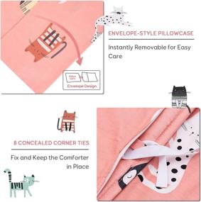 img 3 attached to Sivio Kids Duvet Cover Set: Premium 100% Cotton, Perfect Gift for Boys and Girls - Pink Cat Design, 36 x 48 Inch