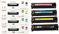 new sealed canon 116 black, cyan, magenta, yellow toner set for canon color imageclass mf8050cn, 8080cw - retail packaging logo