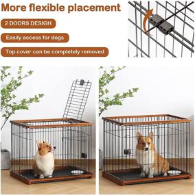 img 2 attached to Versatile Wooden Pet Crate: Open Top Dog Cage Kennel with Tray, Escape-Prevent Locks - Ideal for Medium and Small Dogs, Indoor/Outdoor Pet Playpen - Brown Wood