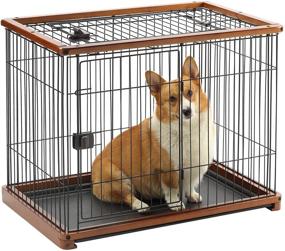 img 3 attached to Versatile Wooden Pet Crate: Open Top Dog Cage Kennel with Tray, Escape-Prevent Locks - Ideal for Medium and Small Dogs, Indoor/Outdoor Pet Playpen - Brown Wood