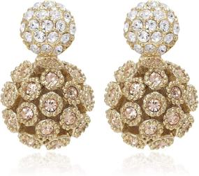 img 4 attached to 💎 Crystal Double Sided Earrings featuring Circle Stud Front & Hollow Ball Back Design