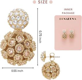 img 2 attached to 💎 Crystal Double Sided Earrings featuring Circle Stud Front & Hollow Ball Back Design