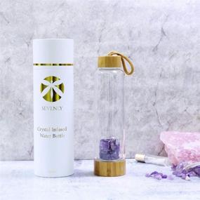 img 4 attached to 💎 Crystalline Water: BPA-Free Glass Bottle Infused with Rose and Amethyst Quartz Healing Gem Stones, Includes Eco-Friendly Bamboo Sleeve!