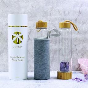 img 2 attached to 💎 Crystalline Water: BPA-Free Glass Bottle Infused with Rose and Amethyst Quartz Healing Gem Stones, Includes Eco-Friendly Bamboo Sleeve!