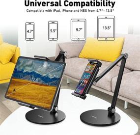 img 1 attached to 📱 Adjustable Tablet Stand Holder by AboveTEK - Long Arm iPad Holder, Flexible and 360 Degrees Rotatable iPad Stand, Compatible with Mobile iPhone, iPad, Samsung Tab, Nintendo - Black