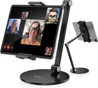 📱 adjustable tablet stand holder by abovetek - long arm ipad holder, flexible and 360 degrees rotatable ipad stand, compatible with mobile iphone, ipad, samsung tab, nintendo - black logo