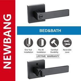 img 2 attached to 🔒 6 Pack of Heavy Duty Matte Black Bed/Bath Room Door Levers for Privacy Bathroom and Interior Doors with Lock Handles