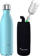 🚰 sportneer insulated water bottle stainless steel - double walled thermal, keeps cold for 24 hours, hot for 12 hours - includes bottle brush, ideal for travel & sports - 17oz / 26oz logo